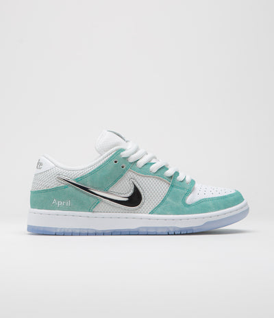 Nike SB x April Skateboards Dunk Low Pro Shoes - Racer Blue / Metallic Silver - White