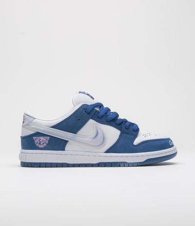 Nike SB x Born X Raised Dunk Low Pro Shoes - Deep Royal / White - Black
