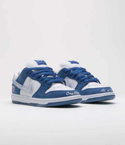 Nike SB x Born X Raised Dunk Low Pro Shoes - Deep Royal / White - Black