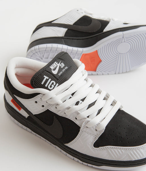 Nike SB x Tightbooth Dunk Low Pro Shoes - White / Black - Safety Orange
