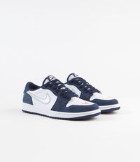 Nike SB x Air Jordan 1 Low Shoes - Midnight Navy / Metallic Silver - White thumbnail