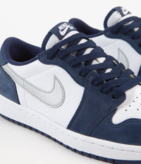Nike SB x Air Jordan 1 Low Shoes - Midnight Navy / Metallic Silver - White thumbnail