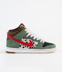 Nike SB Dunk High 'Dog Walker' Shoes - Fir / University Red - Black - White thumbnail