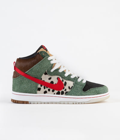 Nike SB Dunk High 'Dog Walker' Shoes - Fir / University Red - Black - White