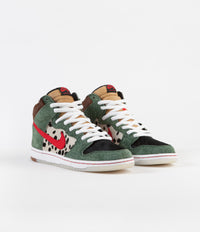 Nike SB Dunk High 'Dog Walker' Shoes - Fir / University Red - Black - White thumbnail
