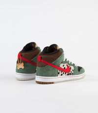 Nike SB Dunk High 'Dog Walker' Shoes - Fir / University Red - Black - White thumbnail