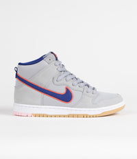 Nike SB Dunk High 'New York Mets' Premium Shoes - Cloud Grey / Rush Blue - Team Orange - White thumbnail