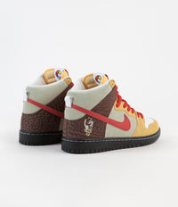 Nike SB Dunk High Pro 'Kebab and Destroy' Shoes - Topaz Gold / Chile Red - Fauna Brown - White - Black - Celadon thumbnail