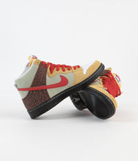 Nike SB Dunk High Pro 'Kebab and Destroy' Shoes - Topaz Gold / Chile Red - Fauna Brown - White - Black - Celadon thumbnail