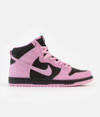 Nike SB Invert Dunk High Pro Premium Shoes - Black / Pink Rise - Lucky Green - White thumbnail