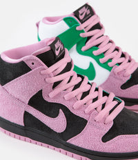 Nike SB Invert Dunk High Pro Premium Shoes - Black / Pink Rise - Lucky Green - White thumbnail