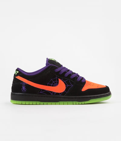 Nike SB Dunk Low Pro 'Night Of Mischief' Shoes - Black / Total Orange - Court Purple - Volt