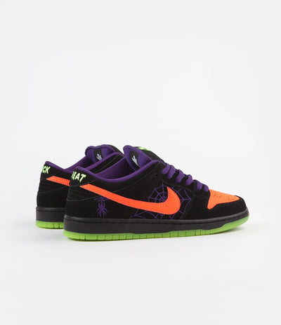 Nike SB Dunk Low Pro 'Night Of Mischief' Shoes - Black / Total Orange - Court Purple - Volt