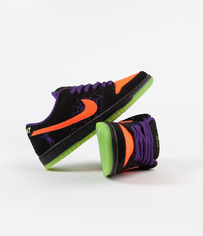 Nike SB Dunk Low Pro 'Night Of Mischief' Shoes - Black / Total Orange - Court Purple - Volt