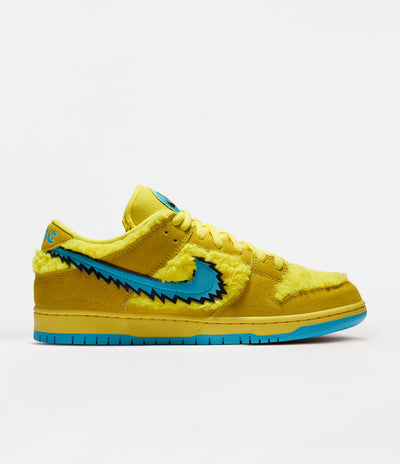 Nike SB Grateful Dead Dunk Low Pro Shoes - Opti Yellow / Blue Fury