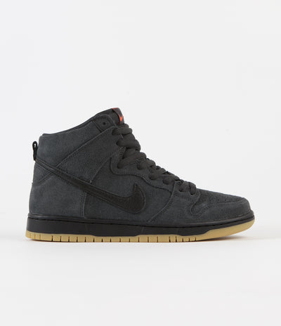 Nike SB Orange Label Dunk High Pro Shoes - Dark Smoke Grey / Black - Dark Smoke Grey - White