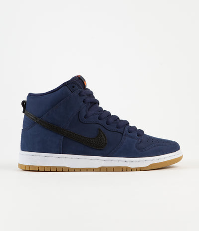 Nike SB Orange Label Dunk High Pro Shoes - Midnight Navy / Black - Midnight Navy - White