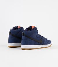 Nike SB Orange Label Dunk High Pro Shoes - Midnight Navy / Black - Midnight Navy - White thumbnail