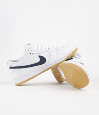 Nike SB Orange Label Dunk Low Pro Shoes - White / Navy - White - Safety Orange thumbnail