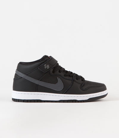 Nike SB Orange Label Dunk Mid Pro Shoes - Black / Dark Grey - Black - White