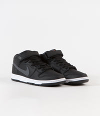 Nike SB Orange Label Dunk Mid Pro Shoes - Black / Dark Grey - Black - White thumbnail