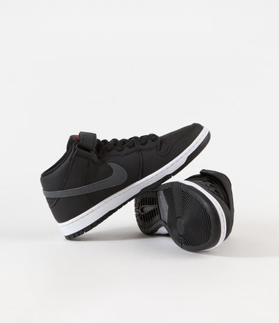 Nike SB Orange Label Dunk Mid Pro Shoes - Black / Dark Grey - Black - White