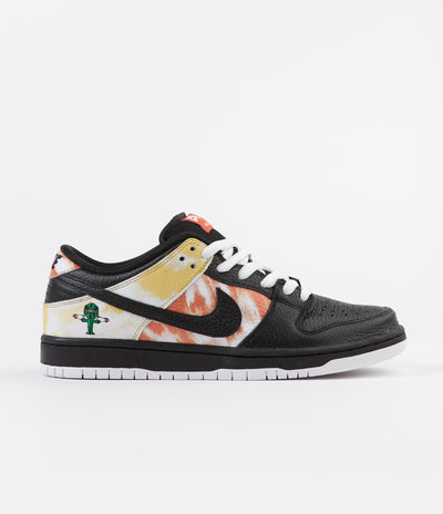 Nike SB 'Raygun Tie-Dye' Dunk Low Pro Shoes - Black / Black - Orange Flash