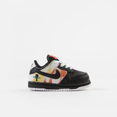 Nike SB 'Raygun Tie-Dye' Dunk Low Pro (Toddler) Shoes - Black / Black - Orange Flash