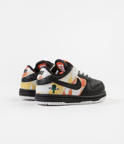 Nike SB 'Raygun Tie-Dye' Dunk Low Pro (Toddler) Shoes - Black / Black - Orange Flash