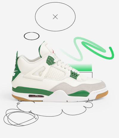 Nike SB x Air Jordan 4 Shoes - Sail / White - Pine Green - Neutral Grey