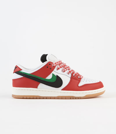 Nike SB x Frame Skate Dunk Low Pro 'Habibi' Shoes - Chile Red / Black - White - Lucky Green