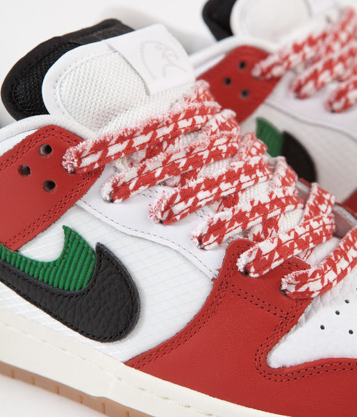 Nike SB x Frame Skate Dunk Low Pro 'Habibi' Shoes Chile Red Black White Lucky Green