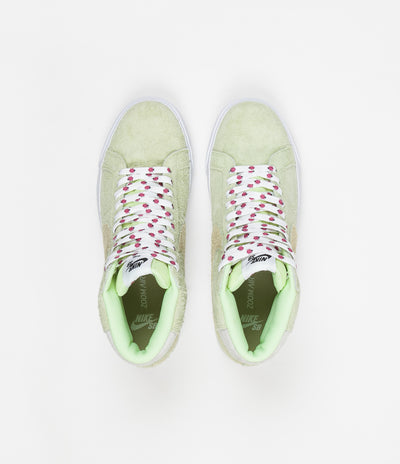 Nike SB x Frog Skateboards Blazer Mid Shoes - Light Liquid Lime / Lawn - White - Light Crimson