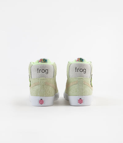 Nike SB x Frog Skateboards Blazer Mid Shoes - Light Liquid Lime / Lawn - White - Light Crimson
