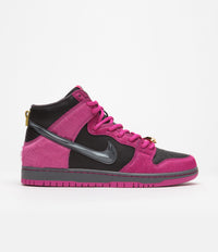 Nike SB x Run The Jewels Dunk High Shoes - Active Pink / Black - Metallic Gold thumbnail