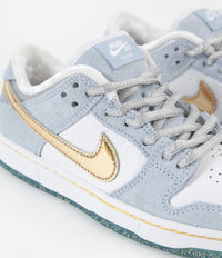 Nike SB x Sean Cliver Dunk Low Preschool Shoes - Psychic Blue / Metallic Gold - White thumbnail