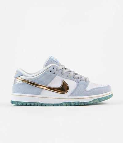Nike SB x Sean Cliver Dunk Low Shoes - Psychic Blue / Metallic Gold - White