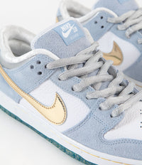 Nike SB x Sean Cliver Dunk Low Shoes - Psychic Blue / Metallic Gold - White thumbnail
