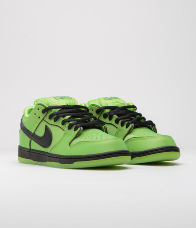 Nike SB x Powerpuff Girls Dunk Low Pro 'Buttercup' Shoes - Mean Green / Black - Lotus Pink