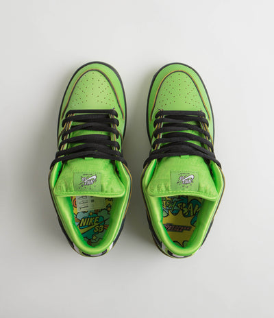 Nike SB x Powerpuff Girls Dunk Low Pro 'Buttercup' Shoes - Mean Green / Black - Lotus Pink