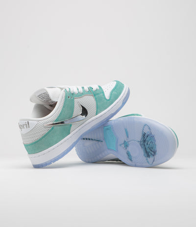 Nike SB x April Skateboards Dunk Low Pro Shoes - Racer Blue / Metallic Silver - White