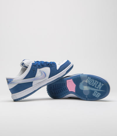 Nike SB x Born X Raised Dunk Low Pro Shoes - Deep Royal / White - Black