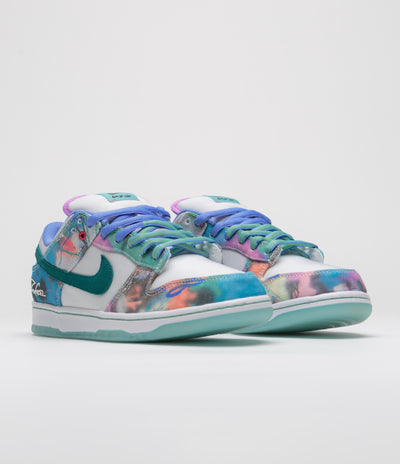 Nike SB x Futura Laboratories Dunk Low OG Shoes - Bleached Aqua / Geode Teal - White