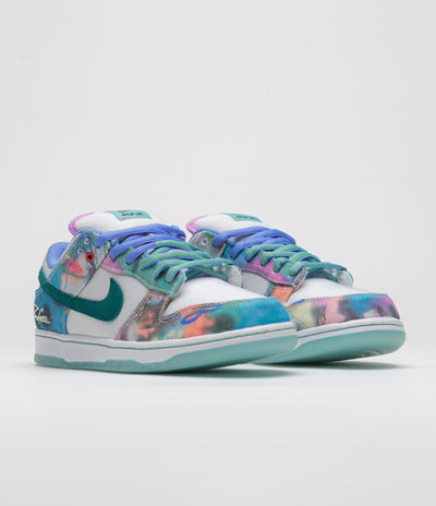 Nike SB x Futura Laboratories Dunk Low OG Shoes - Bleached Aqua / Geode Teal - White