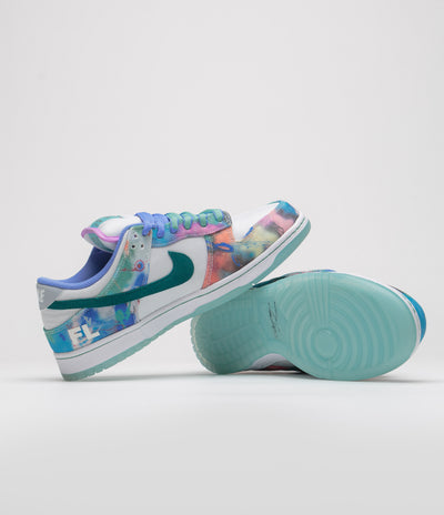 Nike SB x Futura Laboratories Dunk Low OG Shoes - Bleached Aqua / Geode Teal - White