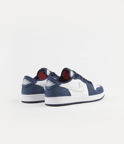 Nike SB x Air Jordan 1 Low Shoes - Midnight Navy / Metallic Silver - White