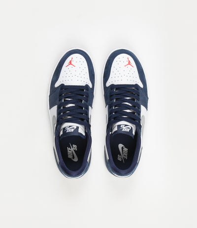 Nike SB x Air Jordan 1 Low Shoes - Midnight Navy / Metallic Silver - White