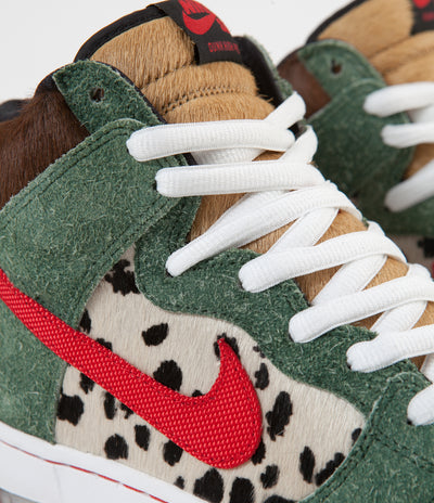 Nike SB Dunk High 'Dog Walker' Shoes - Fir / University Red - Black - White