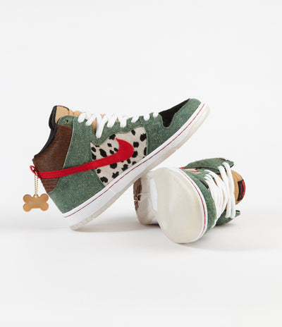 Nike SB Dunk High 'Dog Walker' Shoes - Fir / University Red - Black - White