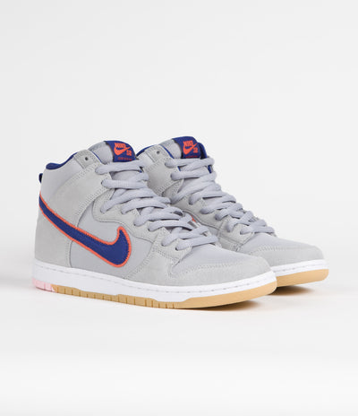 Nike SB Dunk High 'New York Mets' Premium Shoes - Cloud Grey / Rush Blue - Team Orange - White